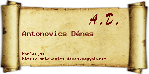 Antonovics Dénes névjegykártya