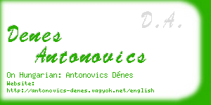 denes antonovics business card